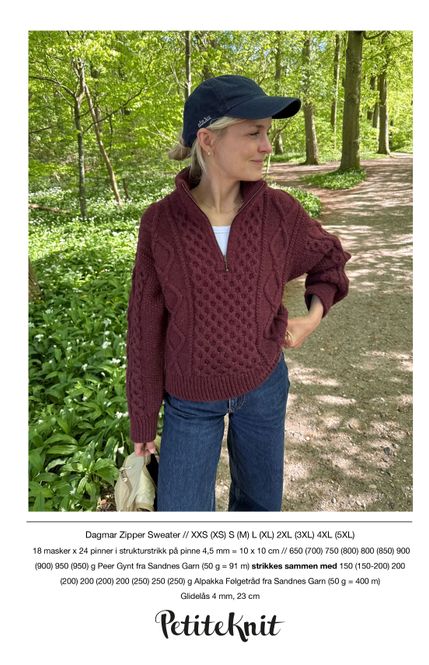 Hovedbilde PK-281 Dagmar Zipper Sweater oppskrift